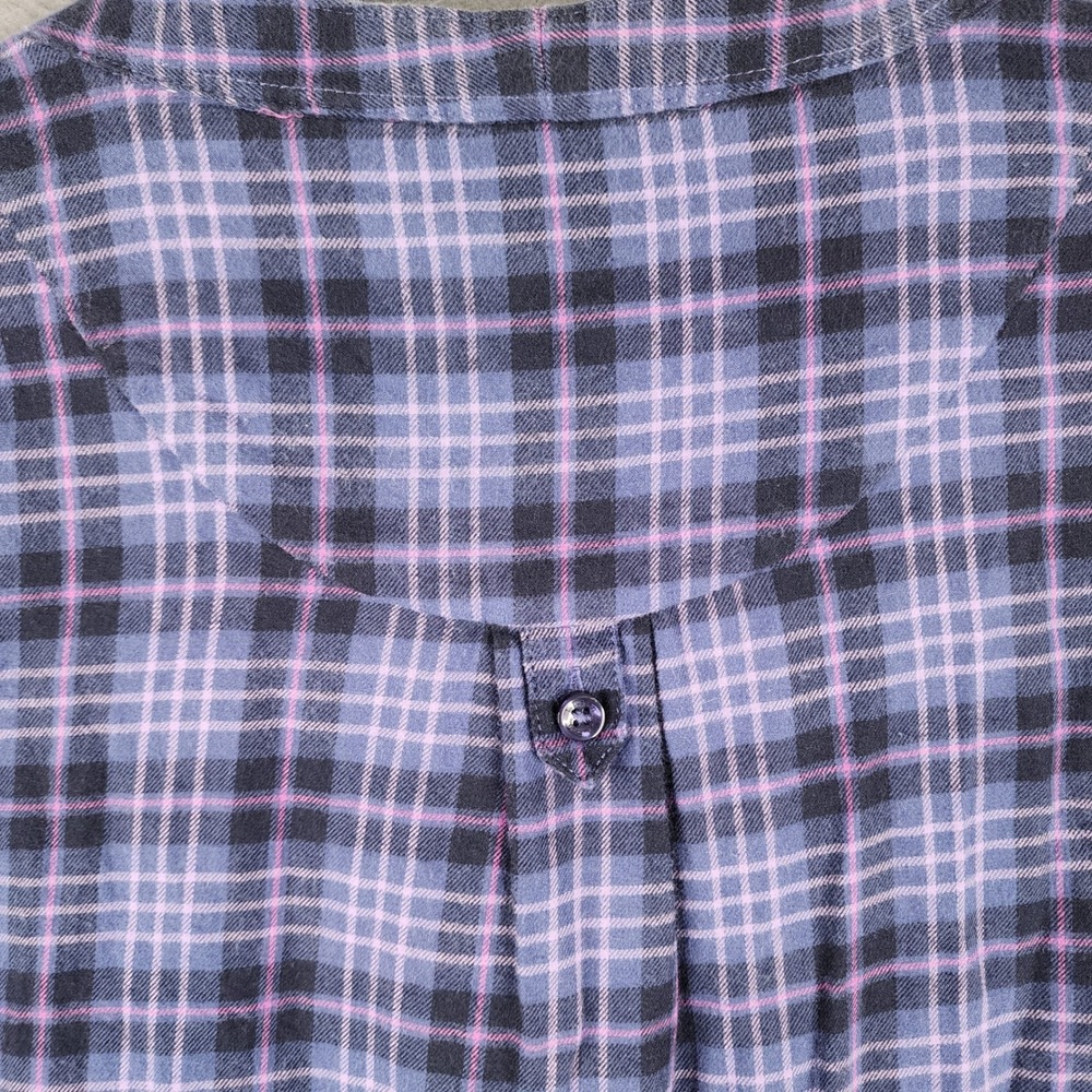 LLBean Womens Plaid Long‎ Sleeve Flannel Shirt L Blue Pink 100% Cotton Vintage - Picture 8 of 13